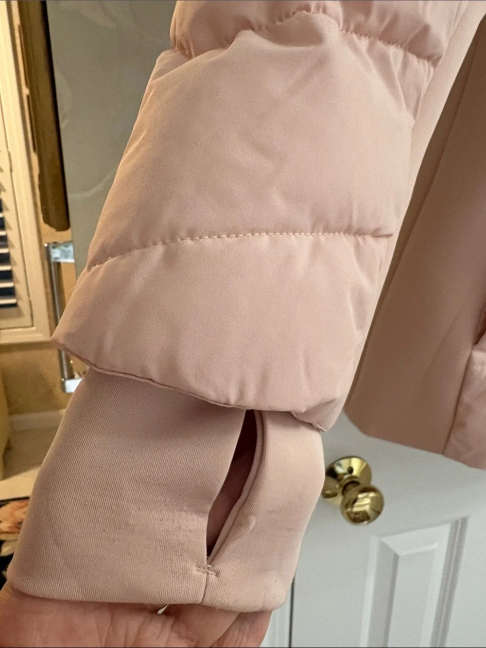 Michael Kors Blush Pink Quilted Puffer Jacket with Stand Collar